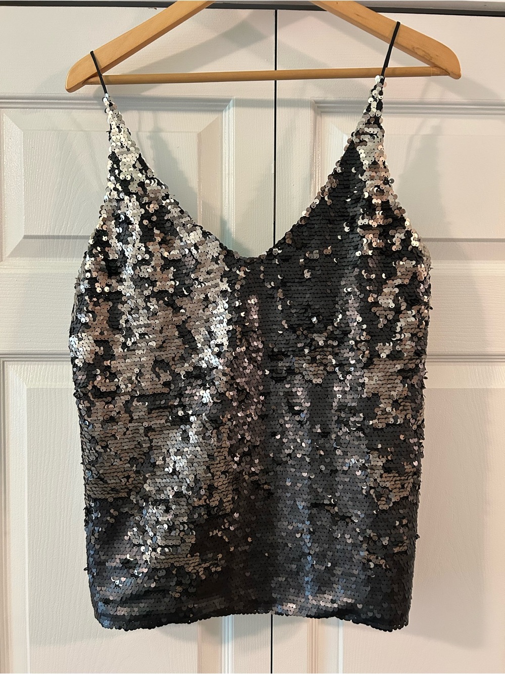 J Brand Silver and Black Sequin Tank